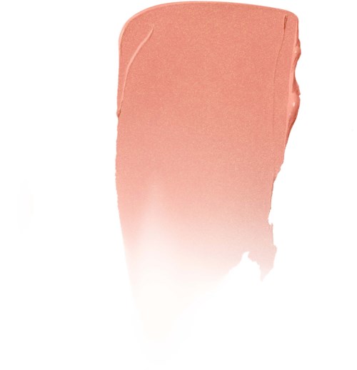 En mjuk rosa makeup rouge med rund topp och avsmalnande botten, som tonar ut till vitt vid basen.