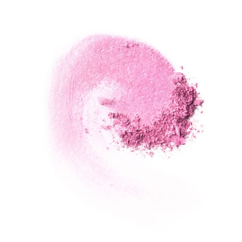 Rosa pulver i en vit yta. Inga andra element eller föremål synliga.