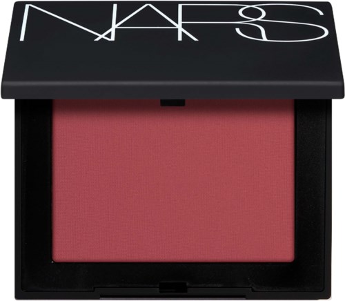NARS blush in een zwart doosje met roze poeder.