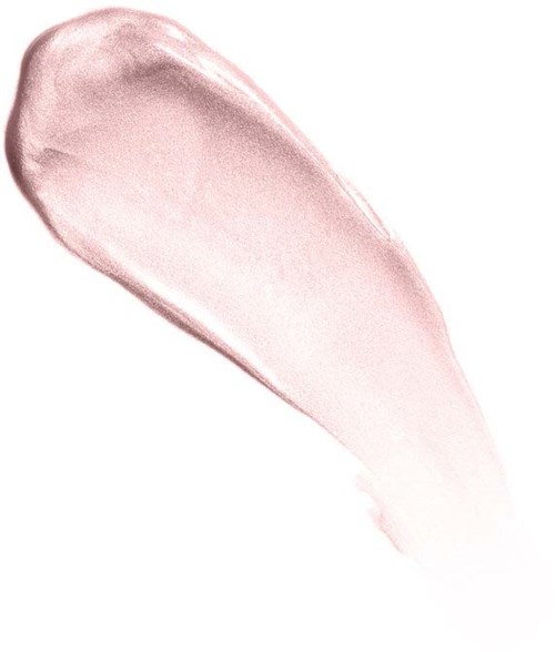 Rod av rosa kräm eller gel på vit bakgrund, bred och kurvig form.