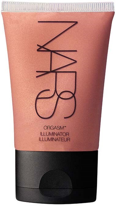 En rosa tub med NARS Orgasm Illuminator med svart botten och svart text.