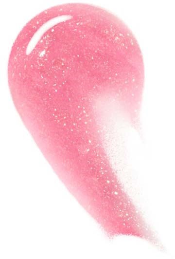 Ljusrosa teardrop-formad makeup blush med glitter och en glansig reflektion ovanpå.