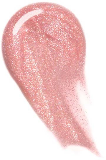 En rosa, glänsande, glitterig vätska eller gelé med form av en tår och ett vitt reflekterande område.
