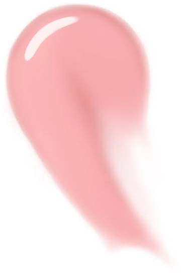 En mjuk rosa droppform med en glänsande ljusreflex och suddig svans, som liknar en smältande eller flytande form.