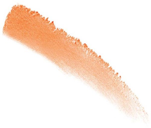 Eine strukturierte, orangefarbene Linie mit ungleichmäßigen Kanten, die nach unten rechts verblasst, auf weißem Hintergrund.