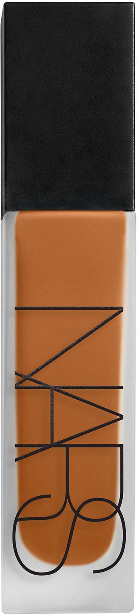 En NARS læbglansrør med sort låg, gennemsigtig krop og synligt orange-brunt gloss indeni.