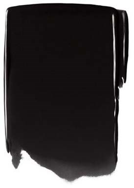 A black, shiny, smooth book cover with visible edges and a slight reflection.