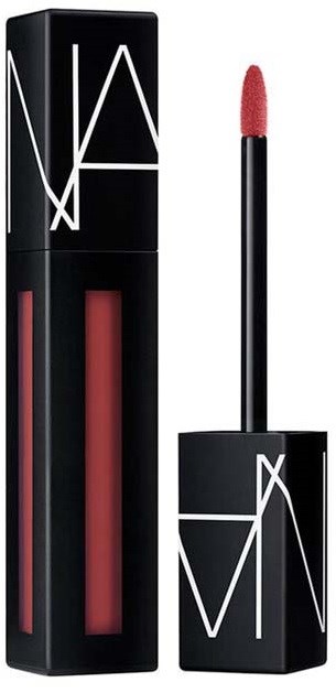 A black lipstick box with a transparent window showing red lipstick inside.