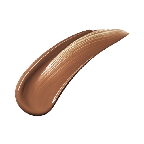 Dikke streep bruin make-up of verf met een glanzende, gladde textuur.