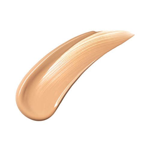 En stripe av beige farget flytende sminke eller foundation med jevn, buet form.