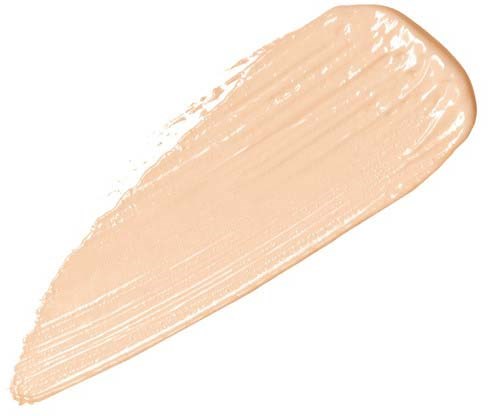 Ein beigefarbener Make-up-Grundierungspinsel mit glatter Textur und leichtem Glanz.