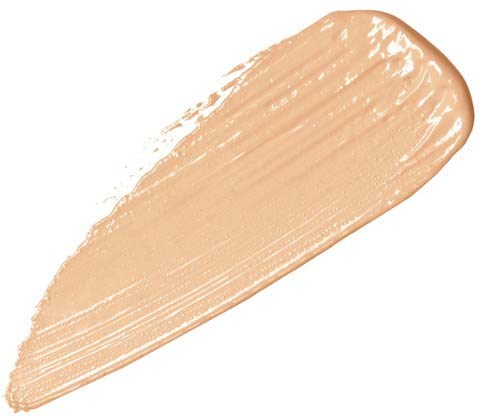 Eine beige Flüssigkeit in Tränenform, glänzend, wahrscheinlich Haut- oder Foundation-Make-up.