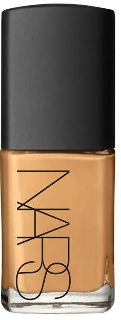 Butelka podkładu NARS w szklanej butelce z czarną zakrętką.
