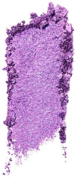 Lila krossad ögonskuggor med glittrig, texturerad yta. Lång vertikal form med ojämna kanter runt.