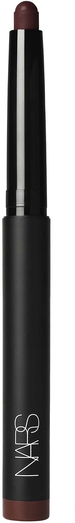 A lip crayon with black and silver body, and brown tip, labeled NARS.