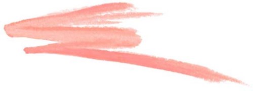 Ett rosa akvarellpenseldrag med tre linjer, som bleknar mot höger.