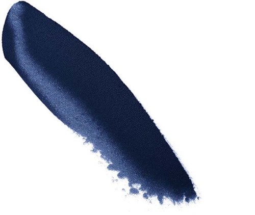 En mörkblå, texturerad penssträck på vit bakgrund.