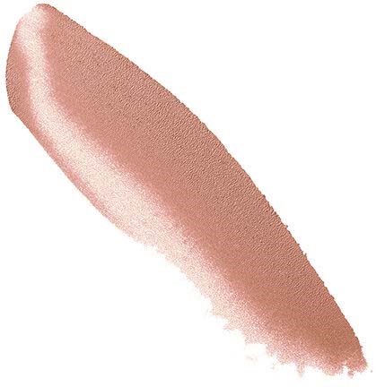 En kurvig, mjuk rosa makeupborststreck eller swatch på vit bakgrund.
