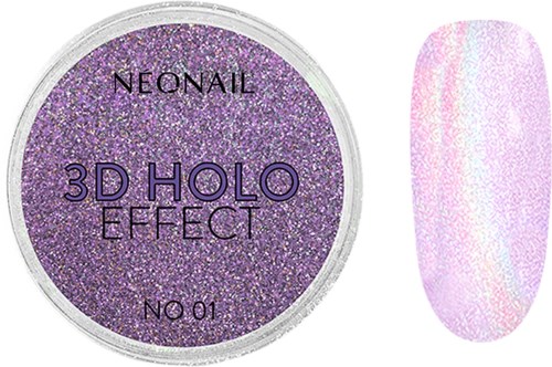 Een potje met paarse glittergel en een vinger met holografische nagellak.