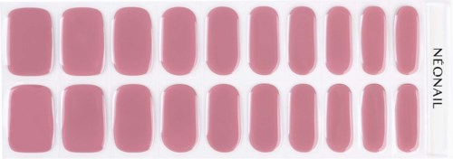 Ett band med rosa nagellacksetiketter, 10 i varje rad, märkt 'NEONAIL'.