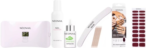Nagelpflege-Set mit USB-LED-Lampe, Nagelbürste, Gel-Sticker und verschiedene Werkzeuge für Maniküre.