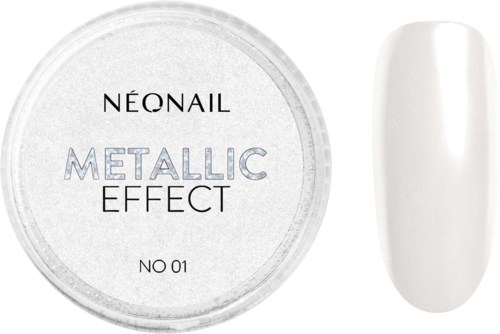 Säilytin, jossa lukee 'Neonail Metallic Effect', ja vieressä valkoinen kynsiteippi.