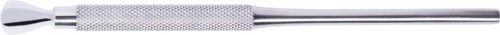A metal tool with a knurled handle and a pointed, flat end, used for creating small holes or for crafting.