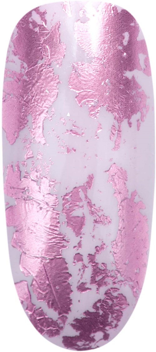 Lange ovale Form mit abblätternder rosa und weißer Farbe oder Folie. Die Oberfläche wirkt texturiert und abgenutzt.