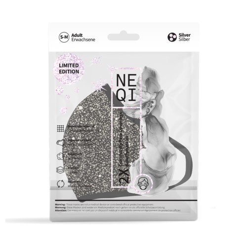 NEQI Reusable Face Mask S/M 2 Pcs Xmas Silver
