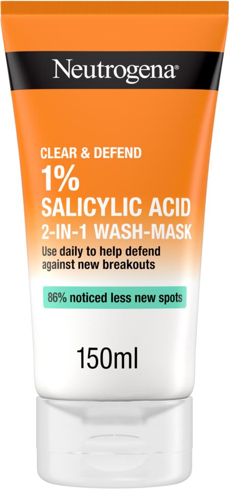 Neutrogena Clear & Defend 1 % Salicylic Acid 2-in-1 Wash-Mask 150 ml