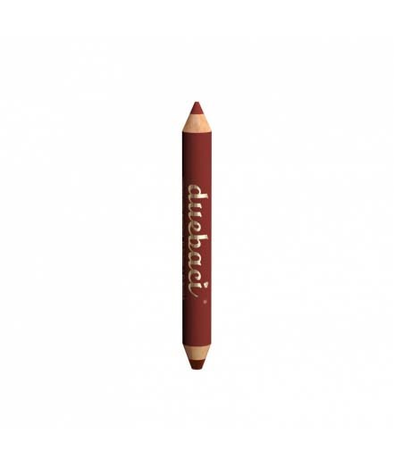 En brun farveblyant med ordet "crayola" skrevet på. Den har spids spids og et ubrugt viskelæder.