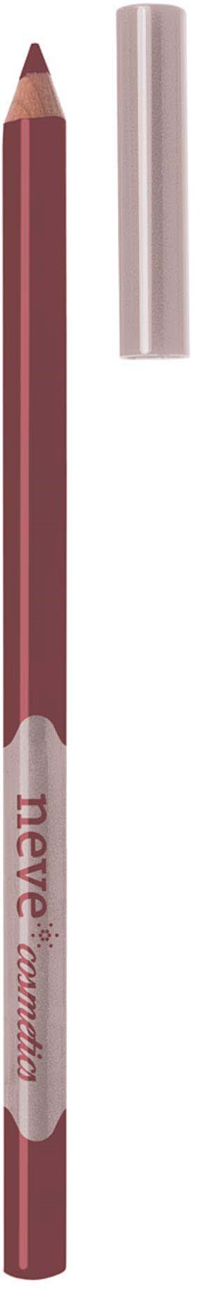 Ein Lippenstiftstift mit beige Kappe und braunroter Farbe. Der Stift hat Markentext darauf.