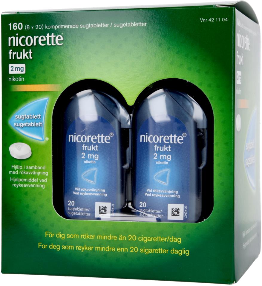 Nicorette Frukt Sugtablett 8X20 2mg | lyko.com Nicorette Frukt Sugtablett 8X20 2mg | lyko.com
