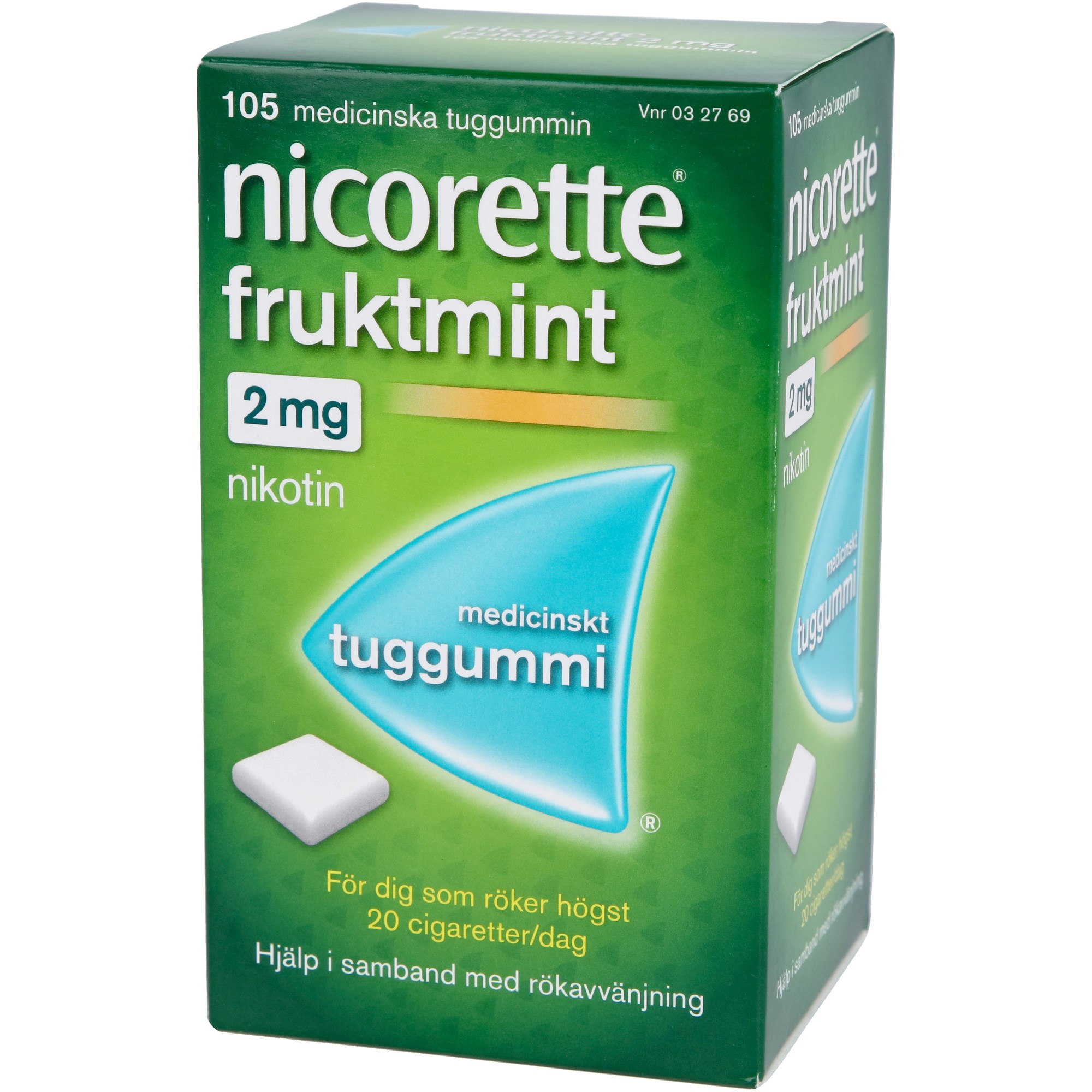 Läs mer om Nicorette Medicinskt tuggummi Fruktmint 2mg 105 st