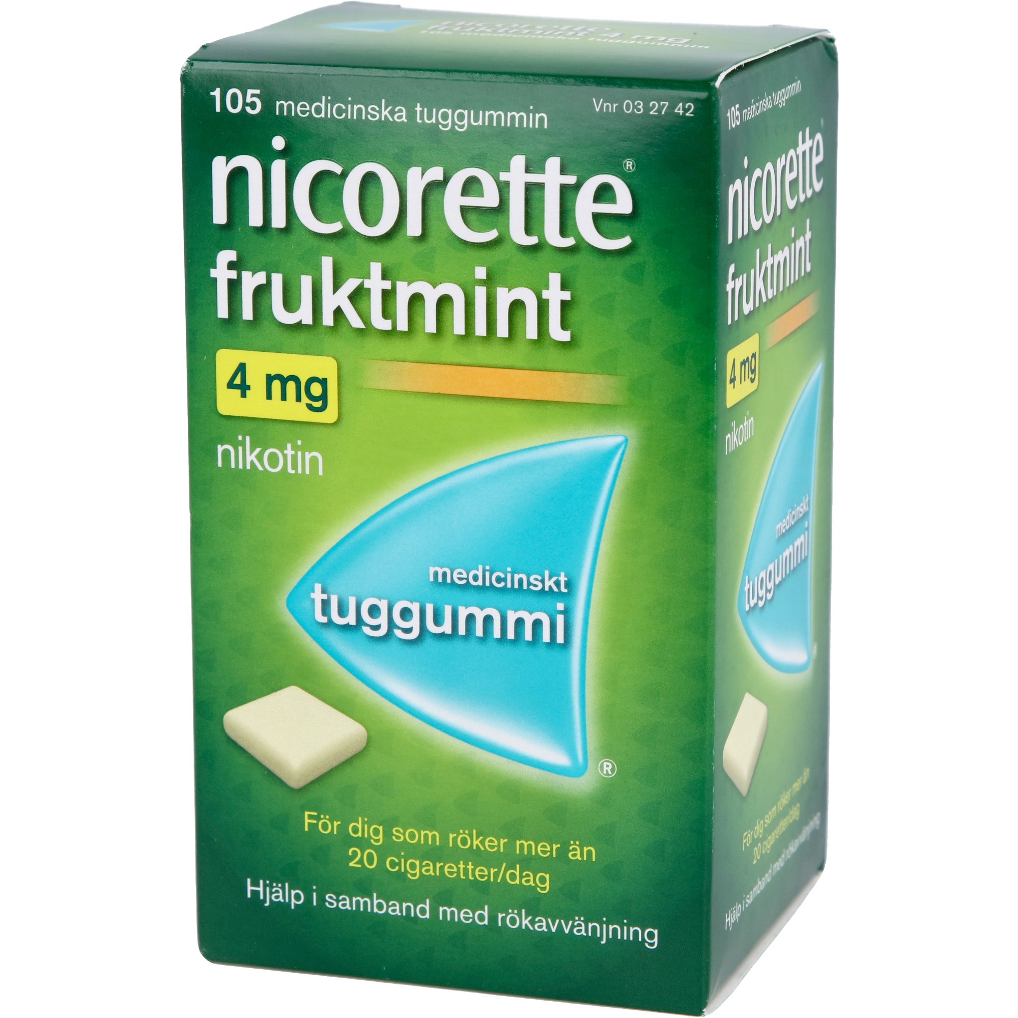 Läs mer om Nicorette Medicinskt tuggummi Fruktmint 4mg 105 st