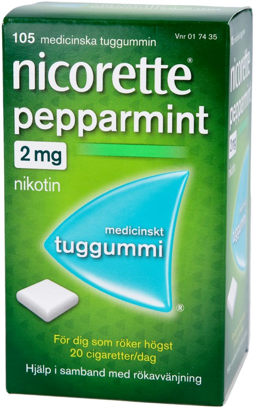Nicorette Medicinskt tuggummi Pepparmint 2mg 105 st