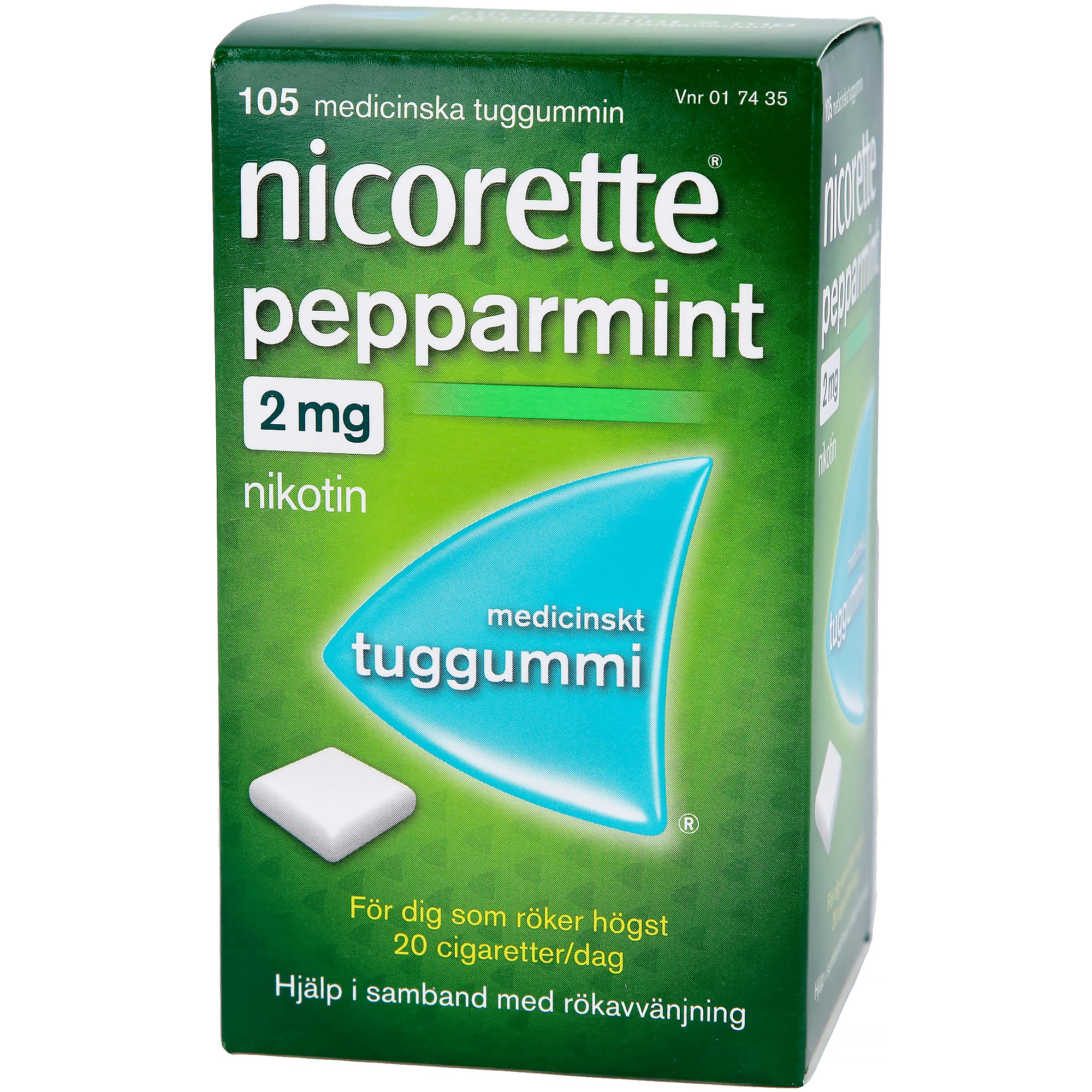 Läs mer om Nicorette Medicinskt tuggummi Pepparmint 2mg 105 st