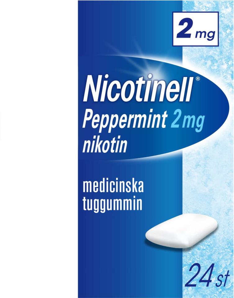Nicotinell Peppermint 2mg Nikotin Medicinska Tuggummin 24 st