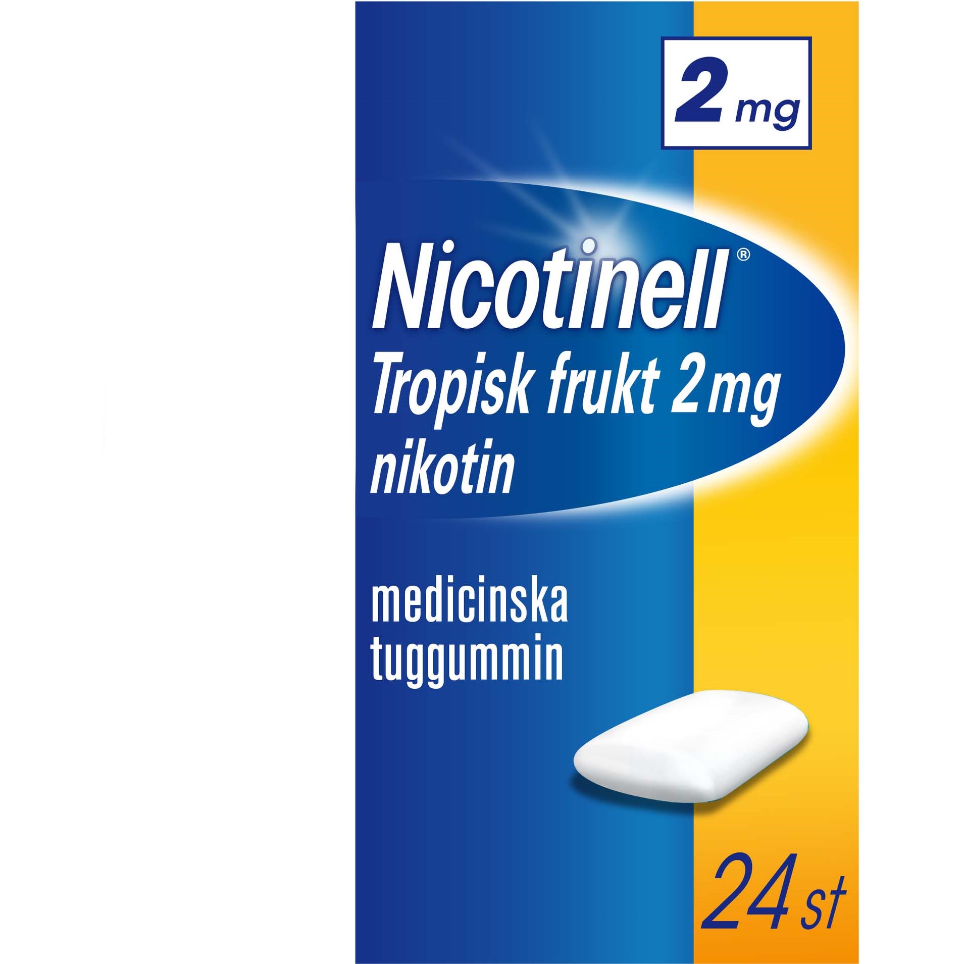 Nicotinell Tropisk Frukt 2 mg Nikotin Medicinska Tuggummin 24 st