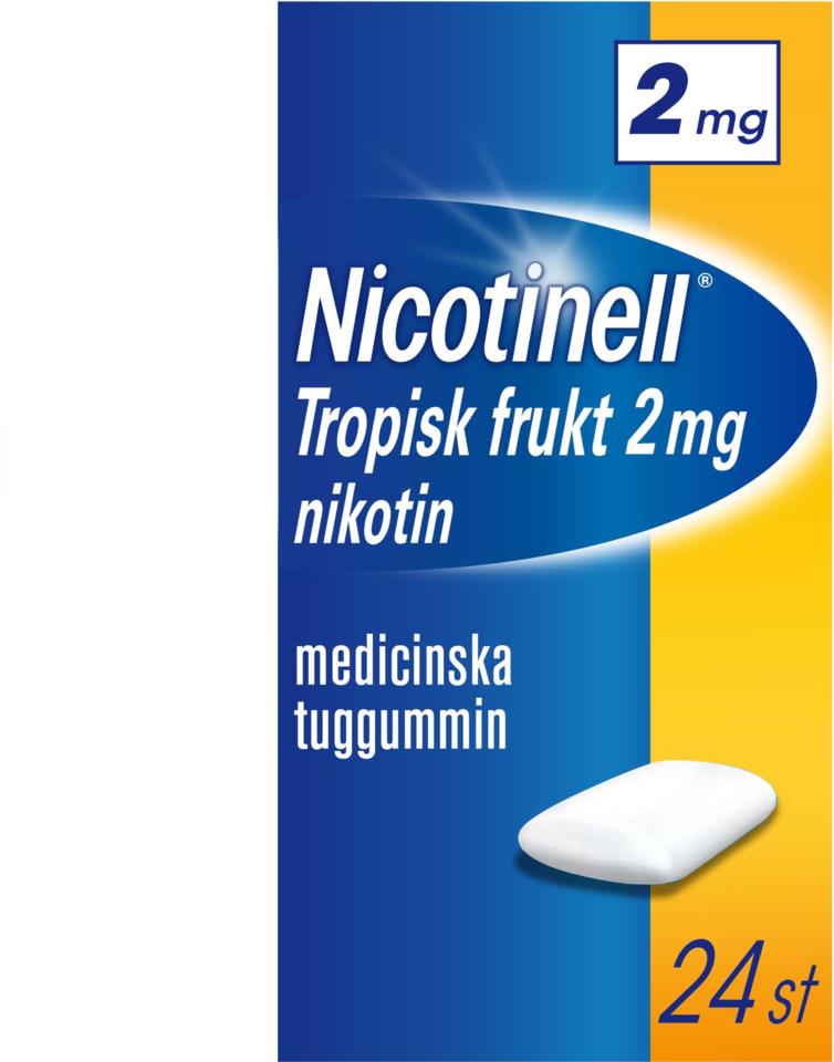 Nicotinell Tropisk Frukt 2 mg Nikotin Medicinska Tuggummin 24 st
