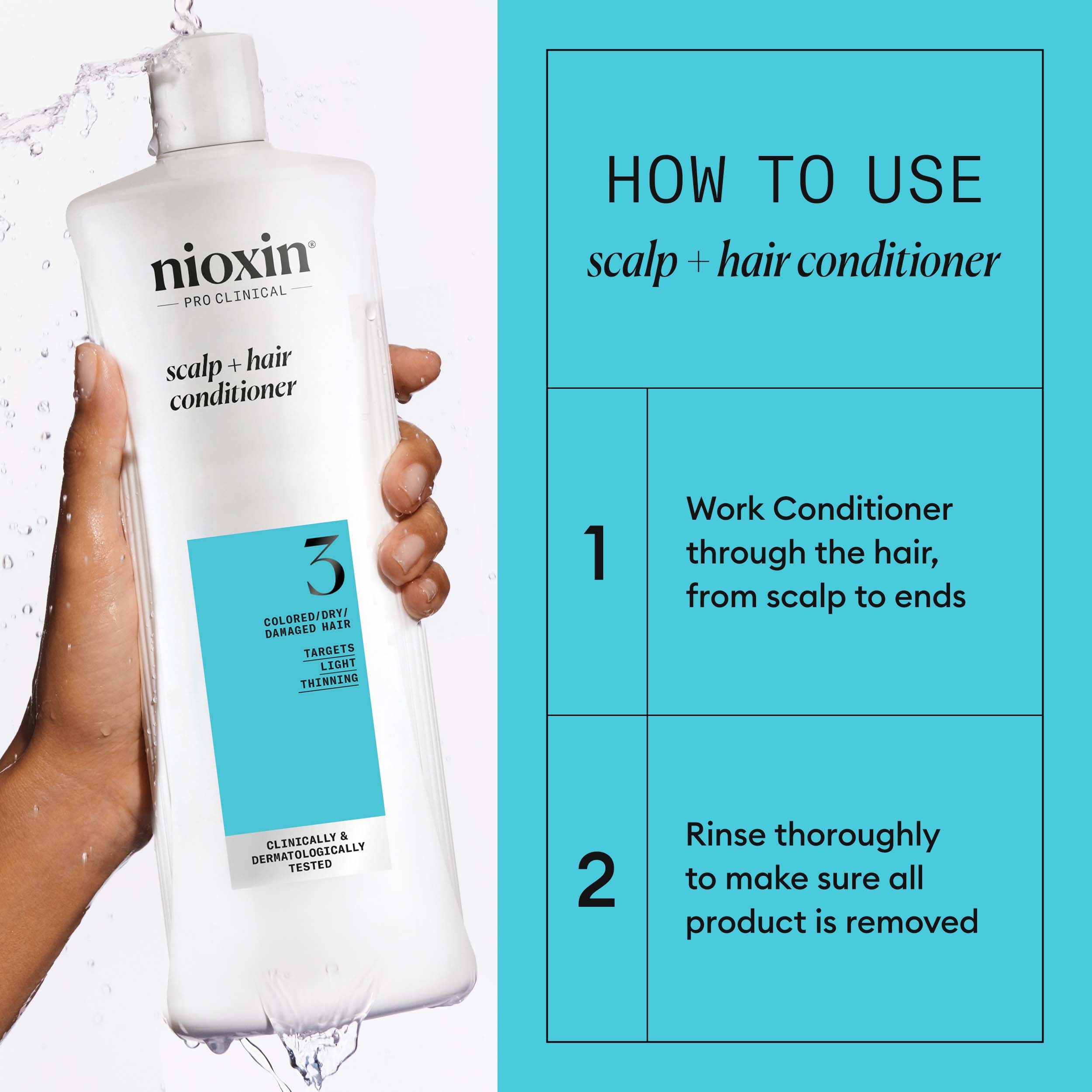 Nioxin System 3 Conditioner for Colored Thinning Hair 1000 ml (obrázok 3)