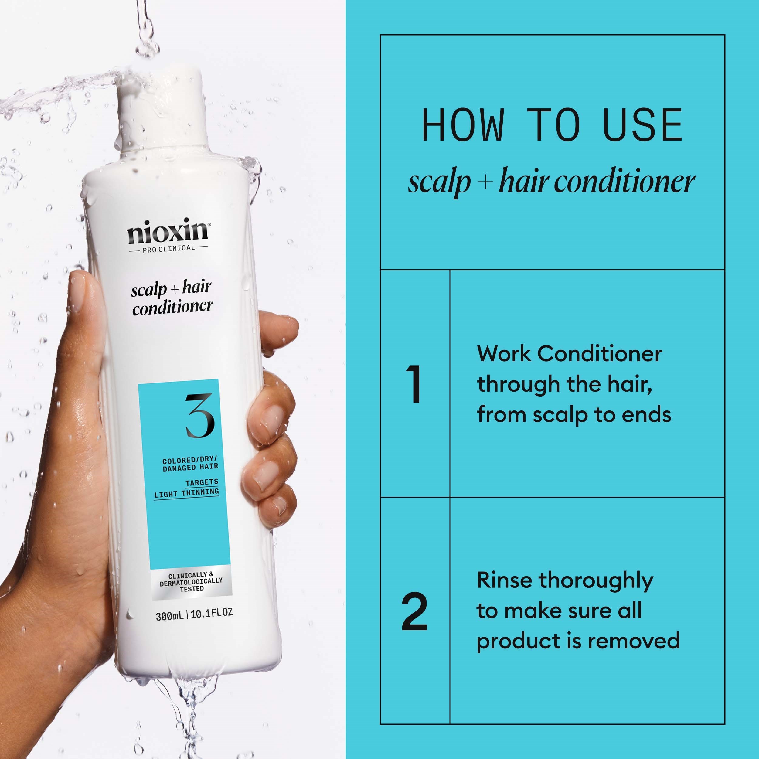 Nioxin System 3 Conditioner for Colored Thinning Hair 300 ml (obrázok 3)