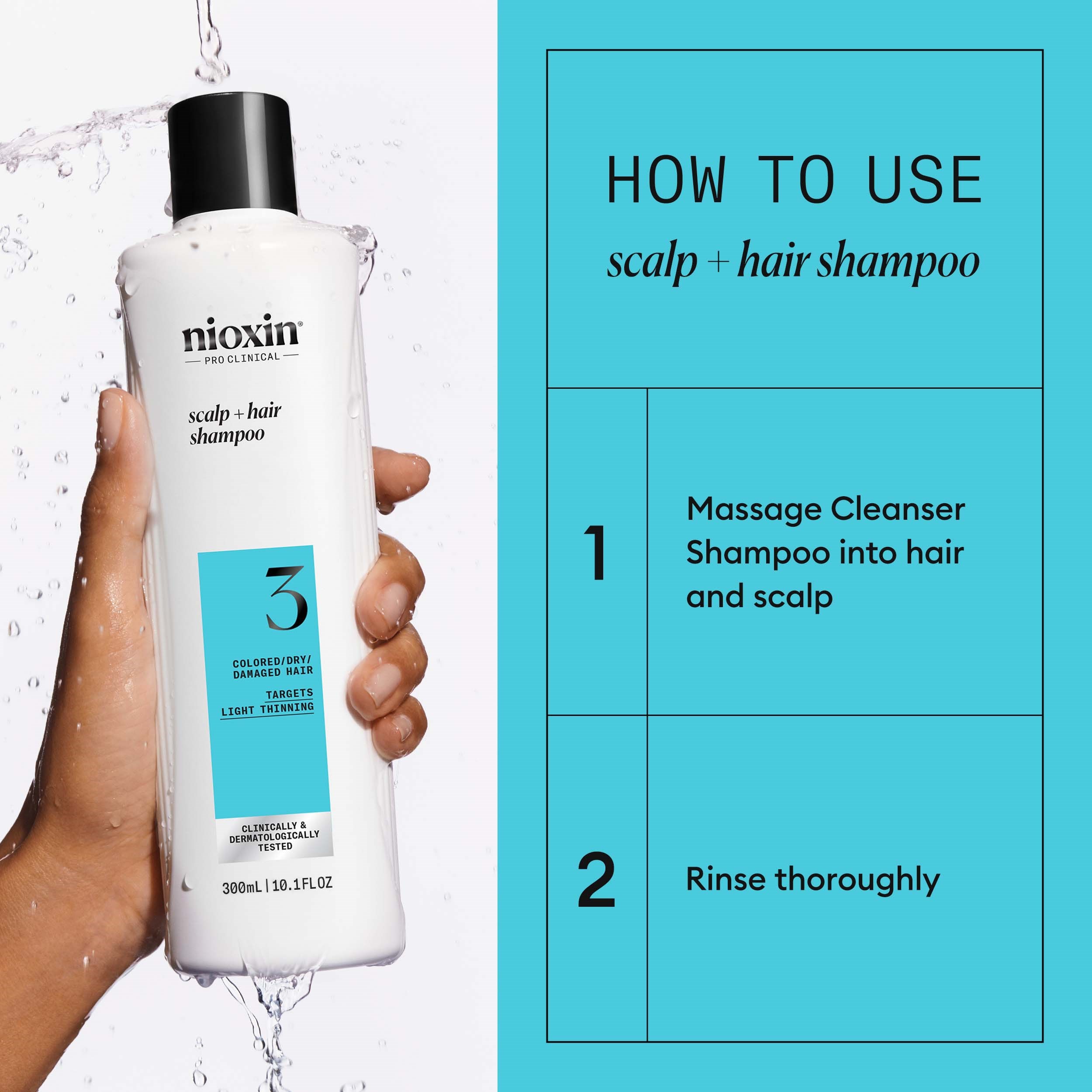 Nioxin System 3 Shampoo for Colored Thinning Hair 300 ml (obrázok 3)
