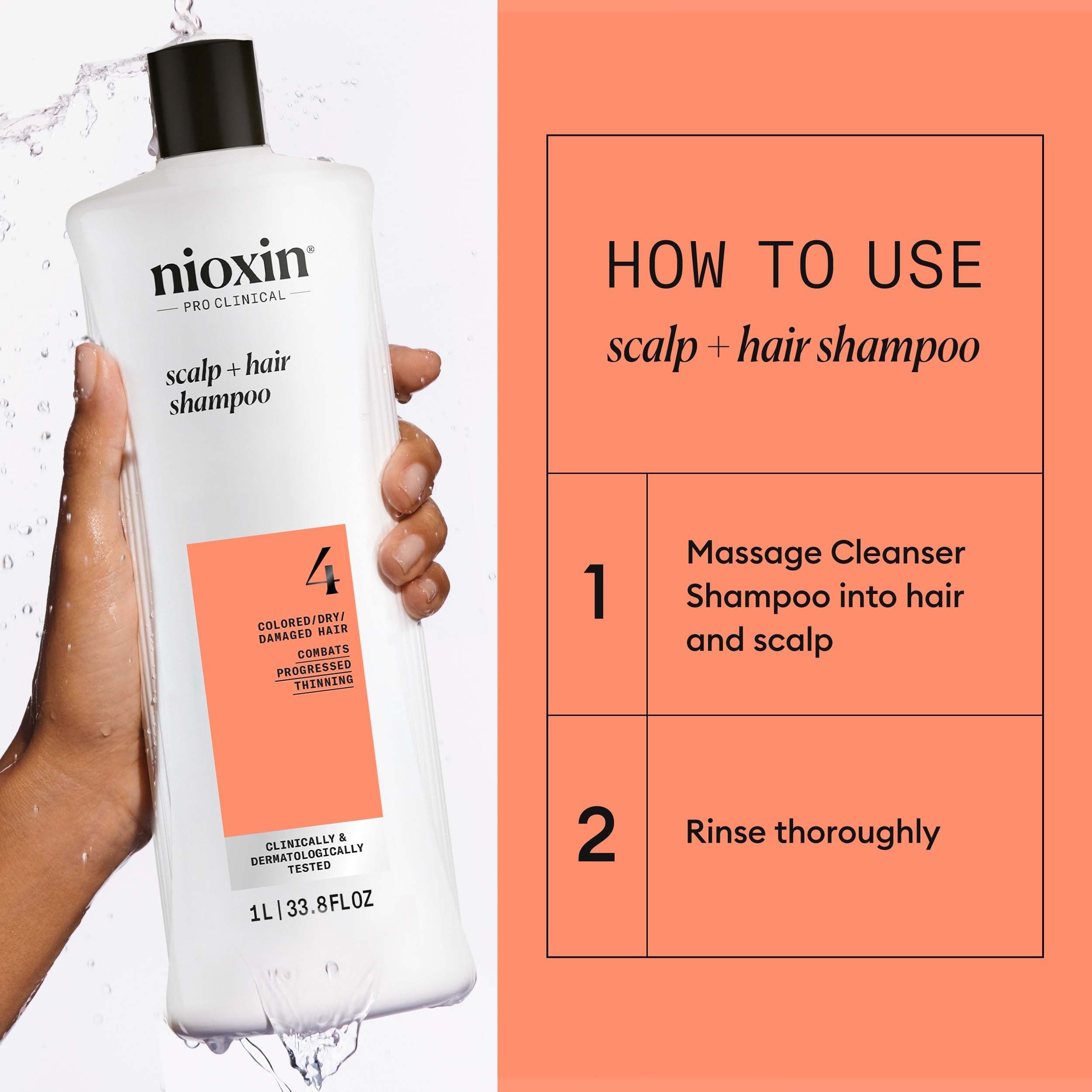 Nioxin System 4 Shampoo for Colored Thinning Hair 1000 ml (obrázok 3)