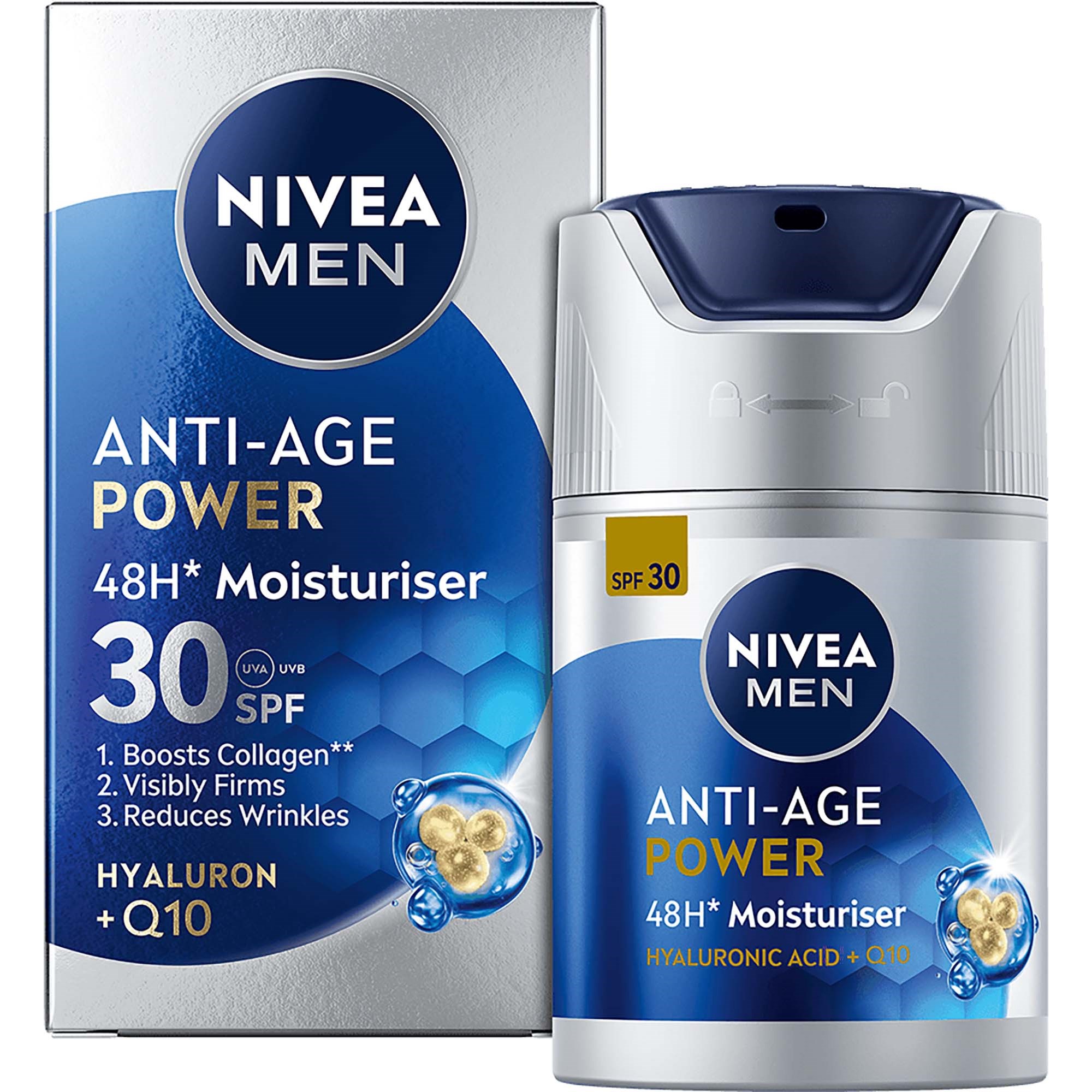 NIVEA Men Anti Age Power Moisturizer Hyaluron & Q10 SPF30 50ml