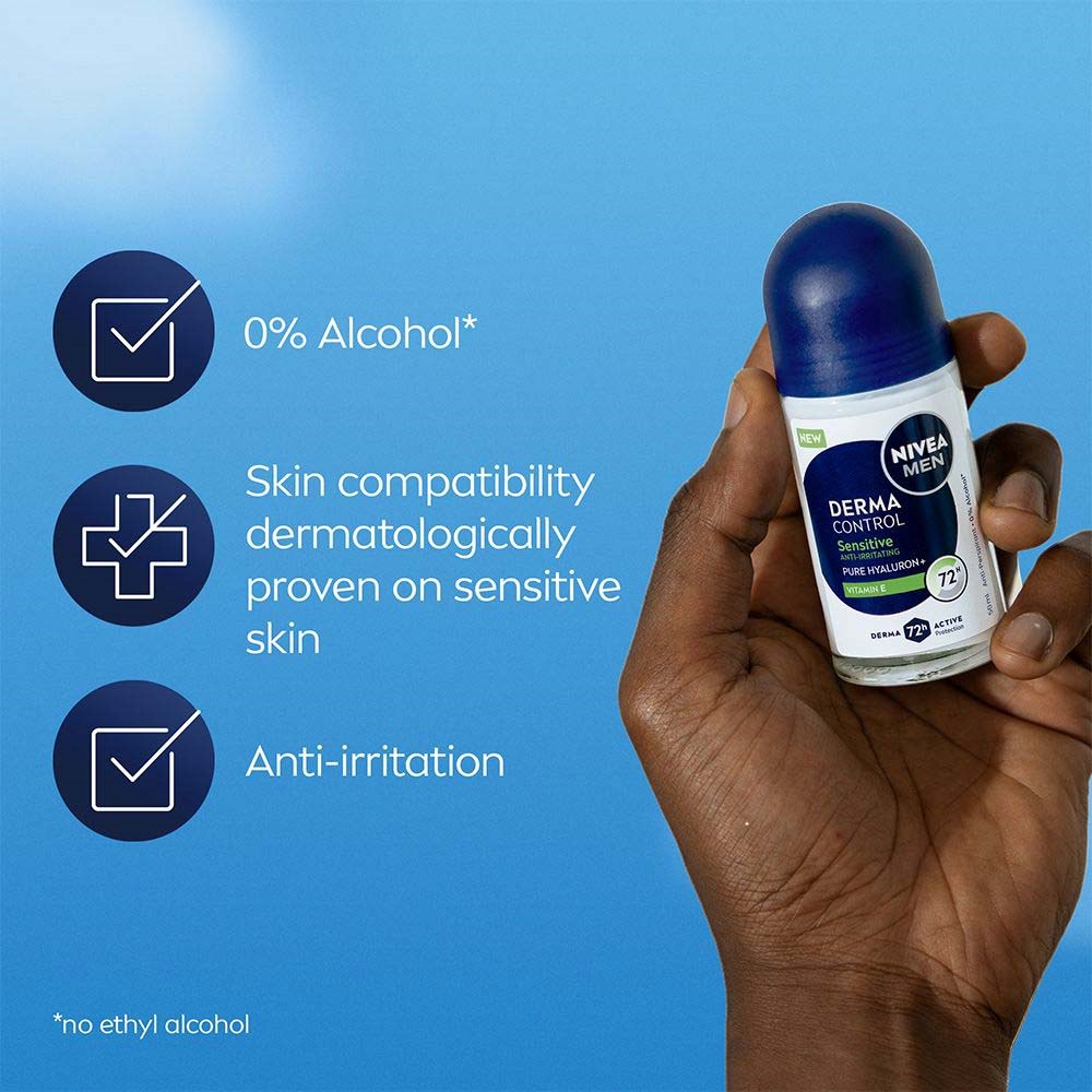 NIVEA MEN Derma Control Antiperspirant Deo Sensitive Roll On 50 ml (obrázok 5)