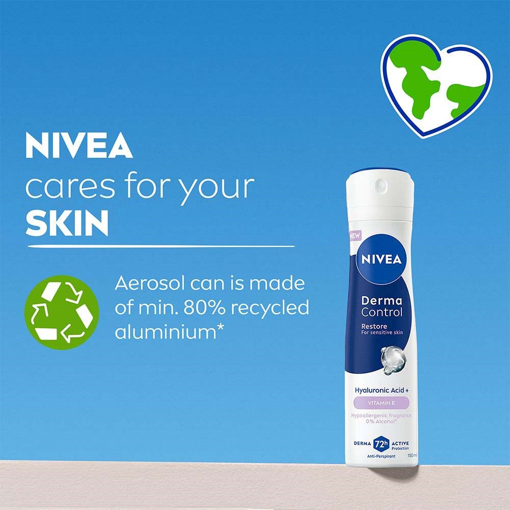 NIVEA Derma Control Antiperspirant Deo Spray Restore Sensitive 150 ml (obrázok 8)