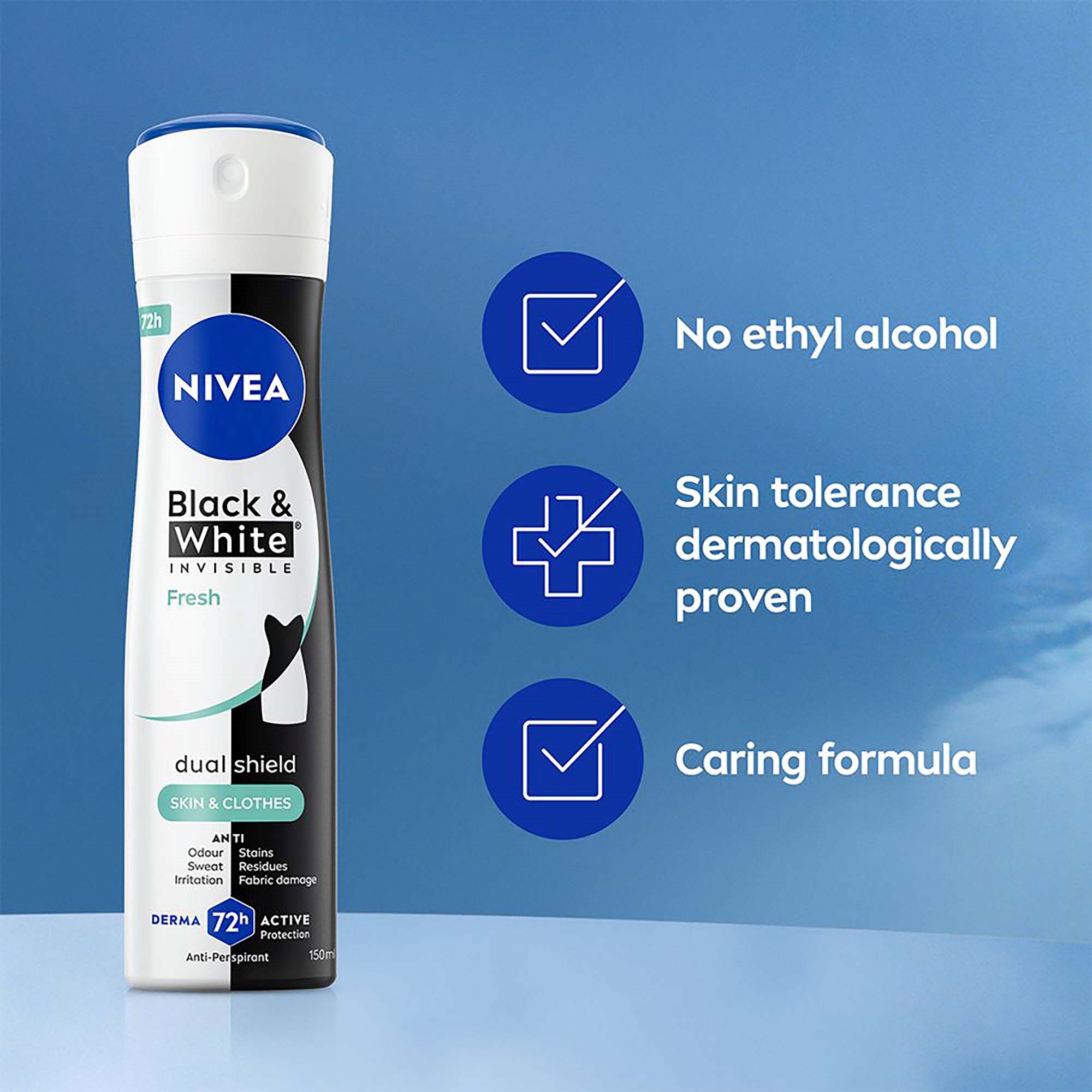 NIVEA Black & White Fresh Spray 150 ml (zdjęcie 4)