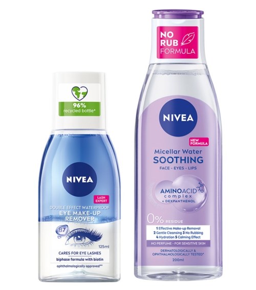 NIVEA NIVEA Double Effect Waterproof Eye Make-up Remover 125 ml & Sensitive Micellar Water 200 ml