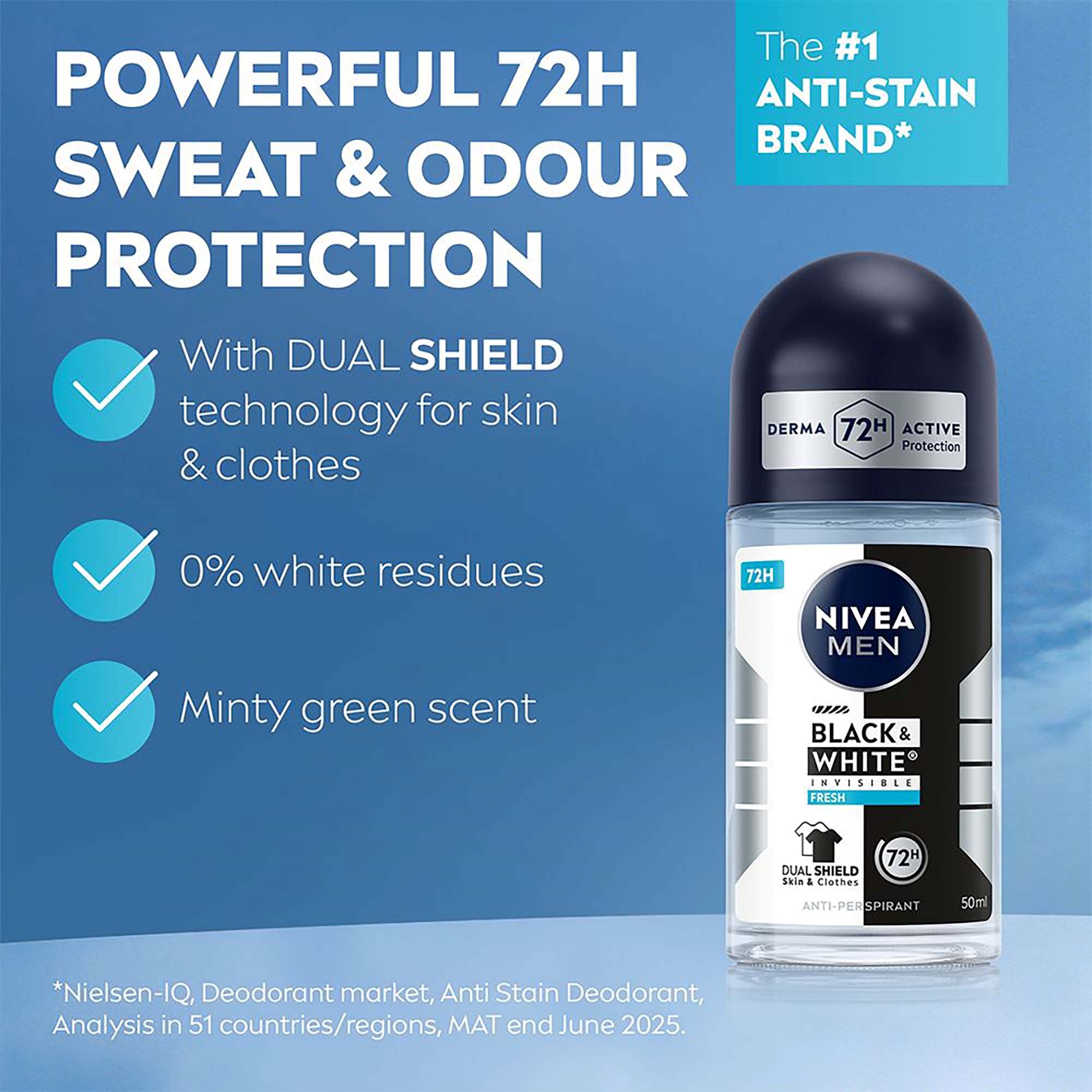Alternativ bild 1 för NIVEA Black & White Fresh Roll On 50 ml